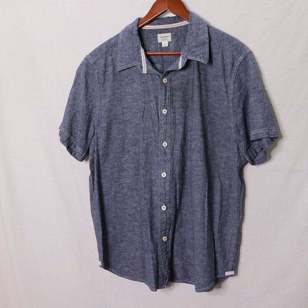 True Grit | Men's Linen Button Up Short Sleeve Shirt Large